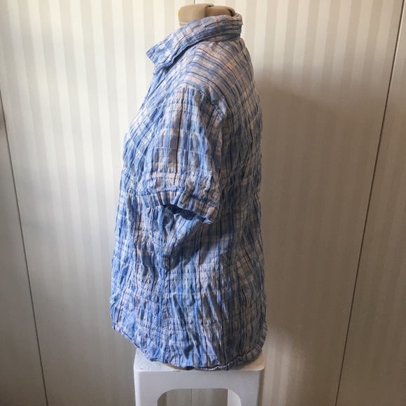 Carroll Reed blue white plaid comfortable cotton button down Size XL - Picture 2 of 5